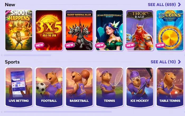 Spinbara Casino games